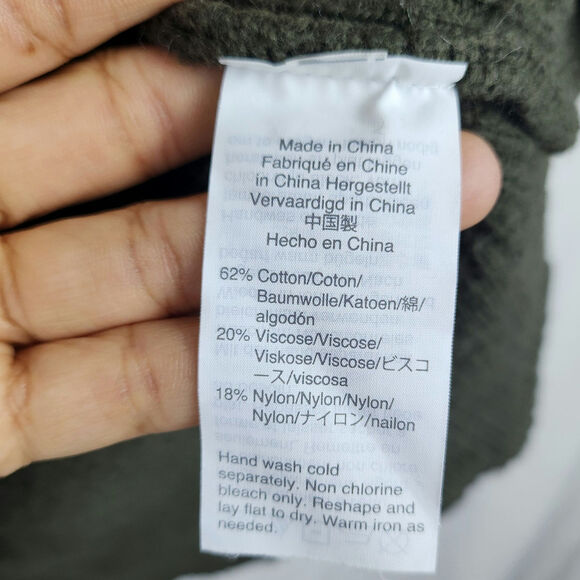 Madewell Green Long Sleeve Ribbed Knit Crewneck Pullover Patch Pocket Sweater xs - Picture 6 of 8